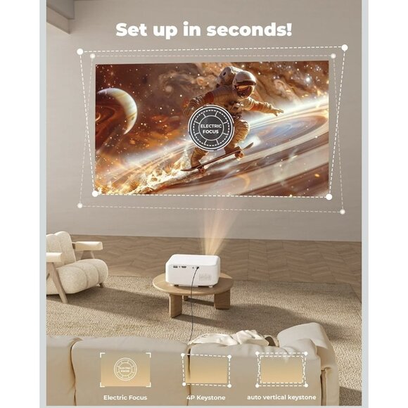 Lisowod L02 1080P WiFi Bluetooth Projector 1200 ANSI | Netflix, YouTube, 4K - Picture 11 of 14